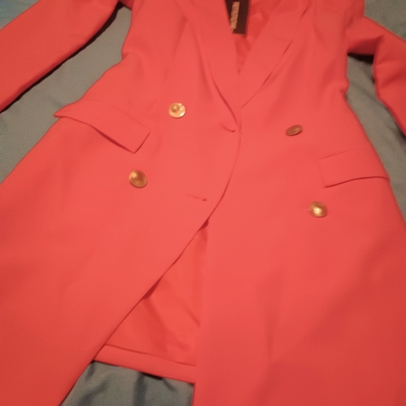 Coral Gold Button Blazer - Picture 2 of 8